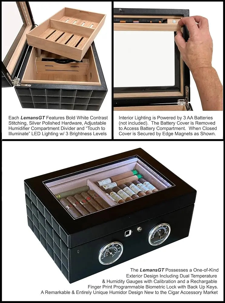 Prestige Import LemansGT Humidor with Biometric Finger Print lock and LED lighting Prestige Import Group