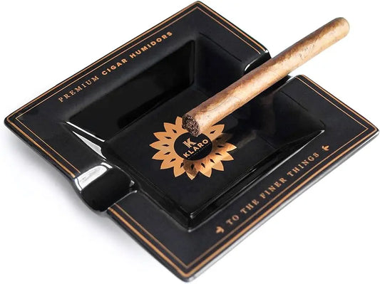 Klaro Square Ceramic Ashtray Black & Gold