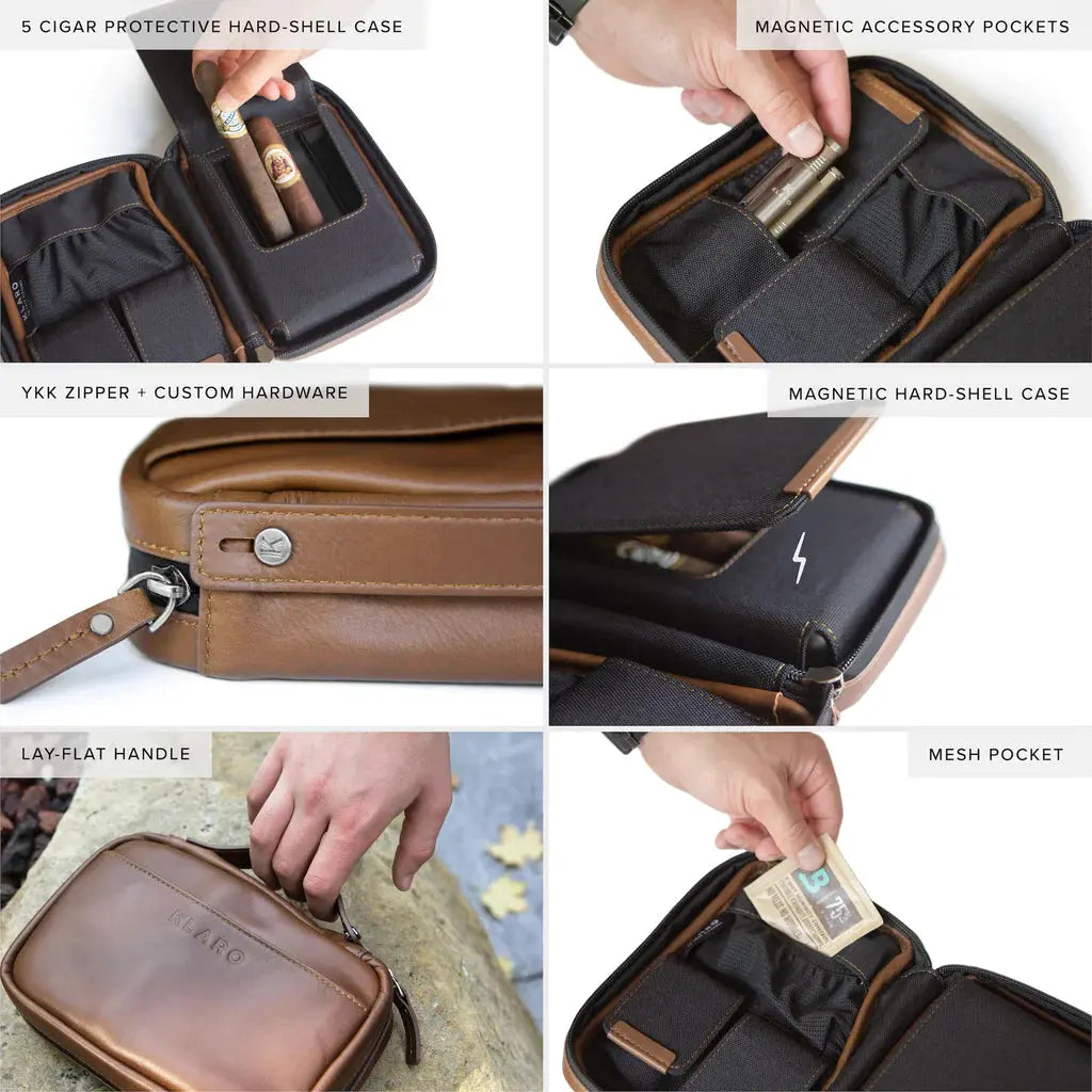 Klaro Flint Leather Travel Case The Cigar Bank