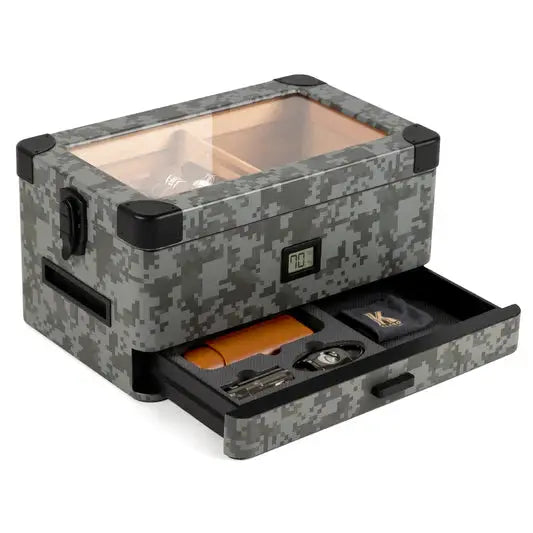 Military Glass Top Humidor The Cigar Bank