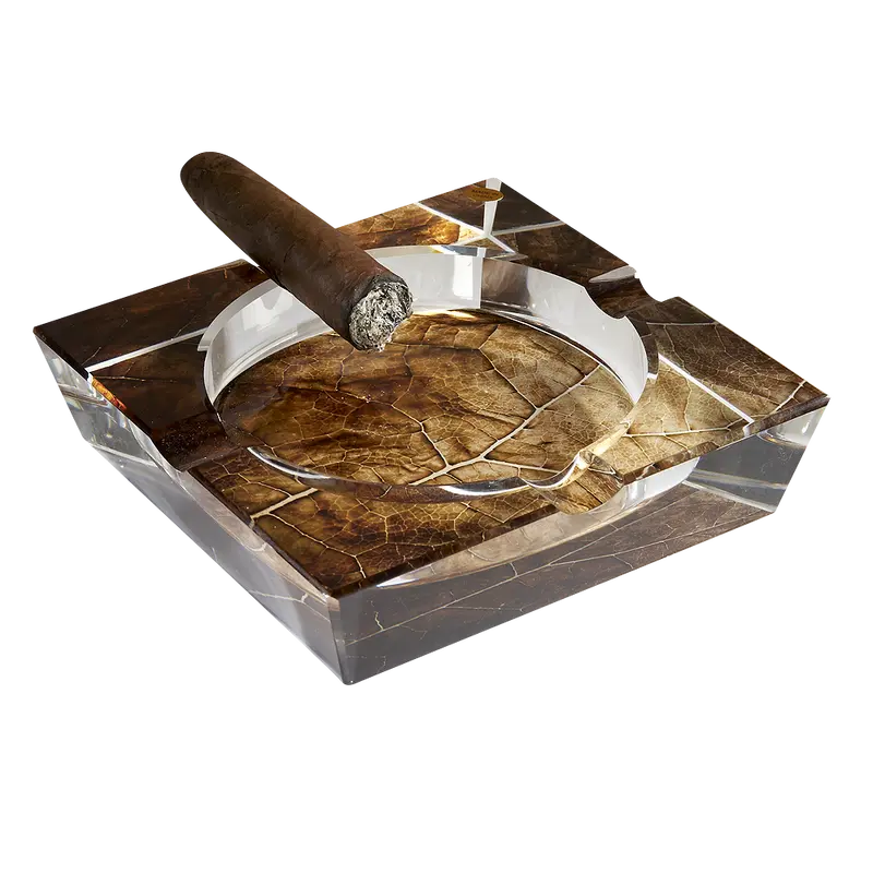 Crystal Tobacco Leaf Ashtray Meir&Dutch