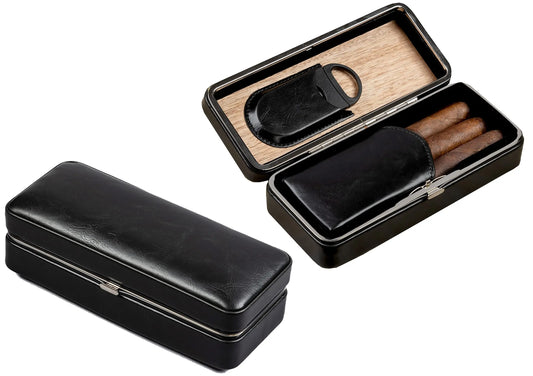 Leather 3 Cigar Folding Case Prestige Import Group