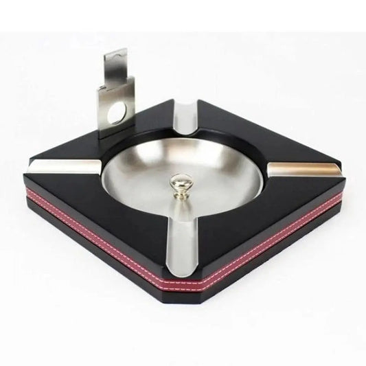 Prestige Import Ashtray Leather Trim Ashtray & Cutter Black Prestige Import Group