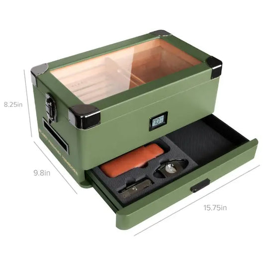 Military Glass Top Humidor The Cigar Bank