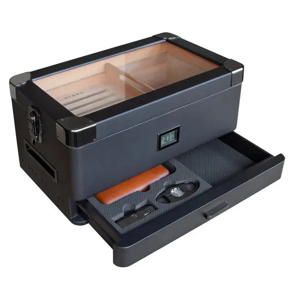 Military Glass Top Humidor The Cigar Bank