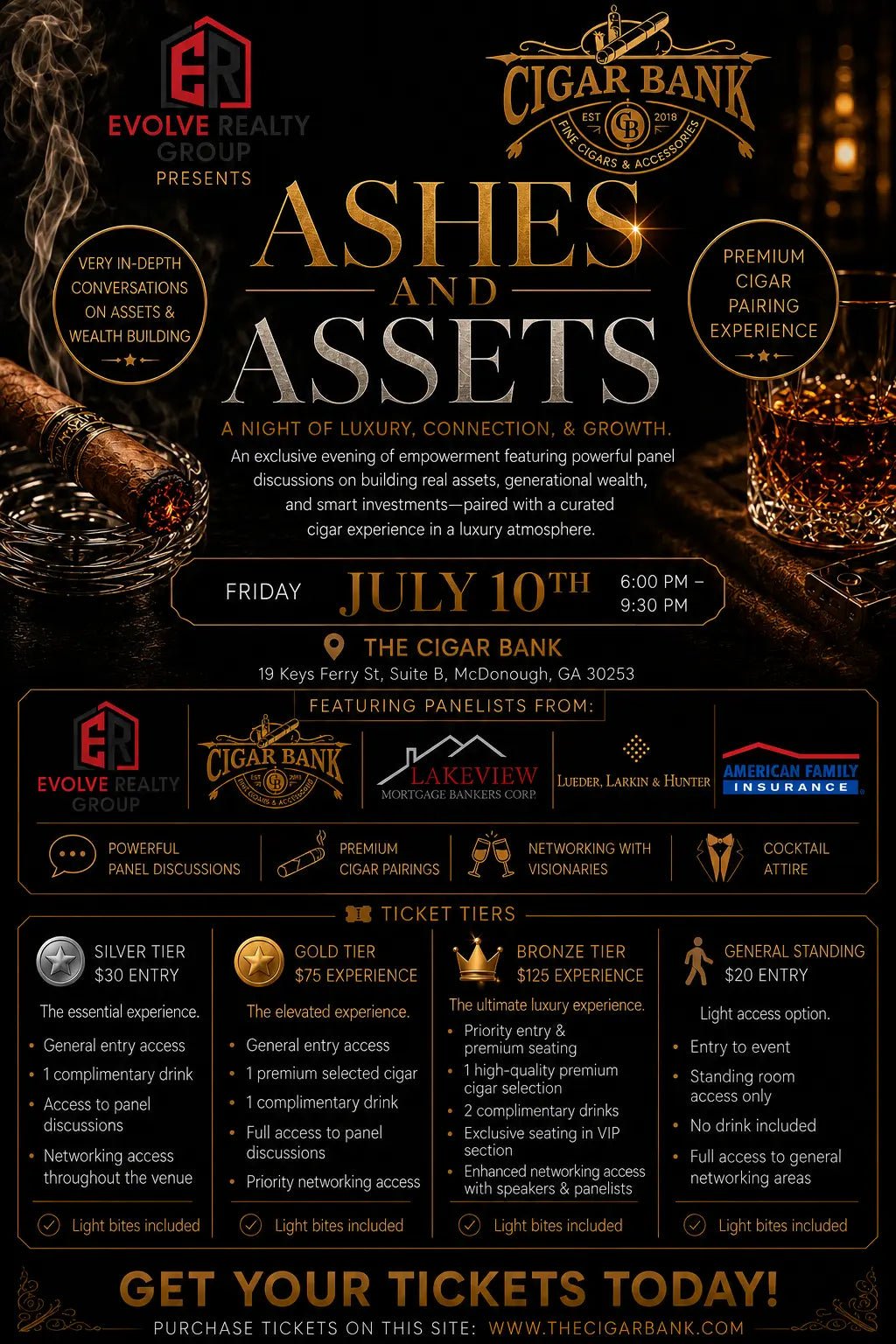 ASHES AND ASSETS BY EVOLVE REALTY AND THE CIGAR BANK