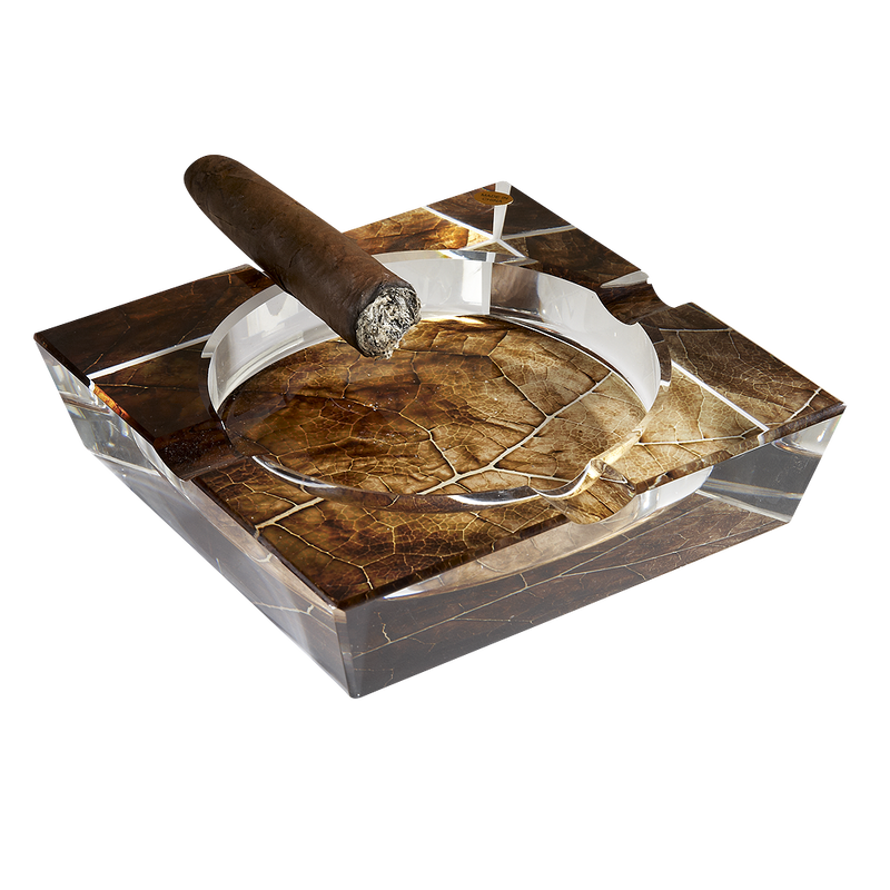 Crystal Tobacco Leaf Ashtray