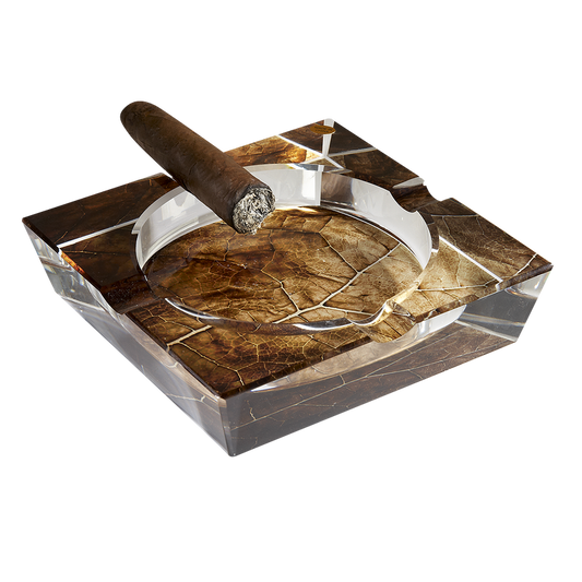 Crystal Tobacco Leaf Ashtray