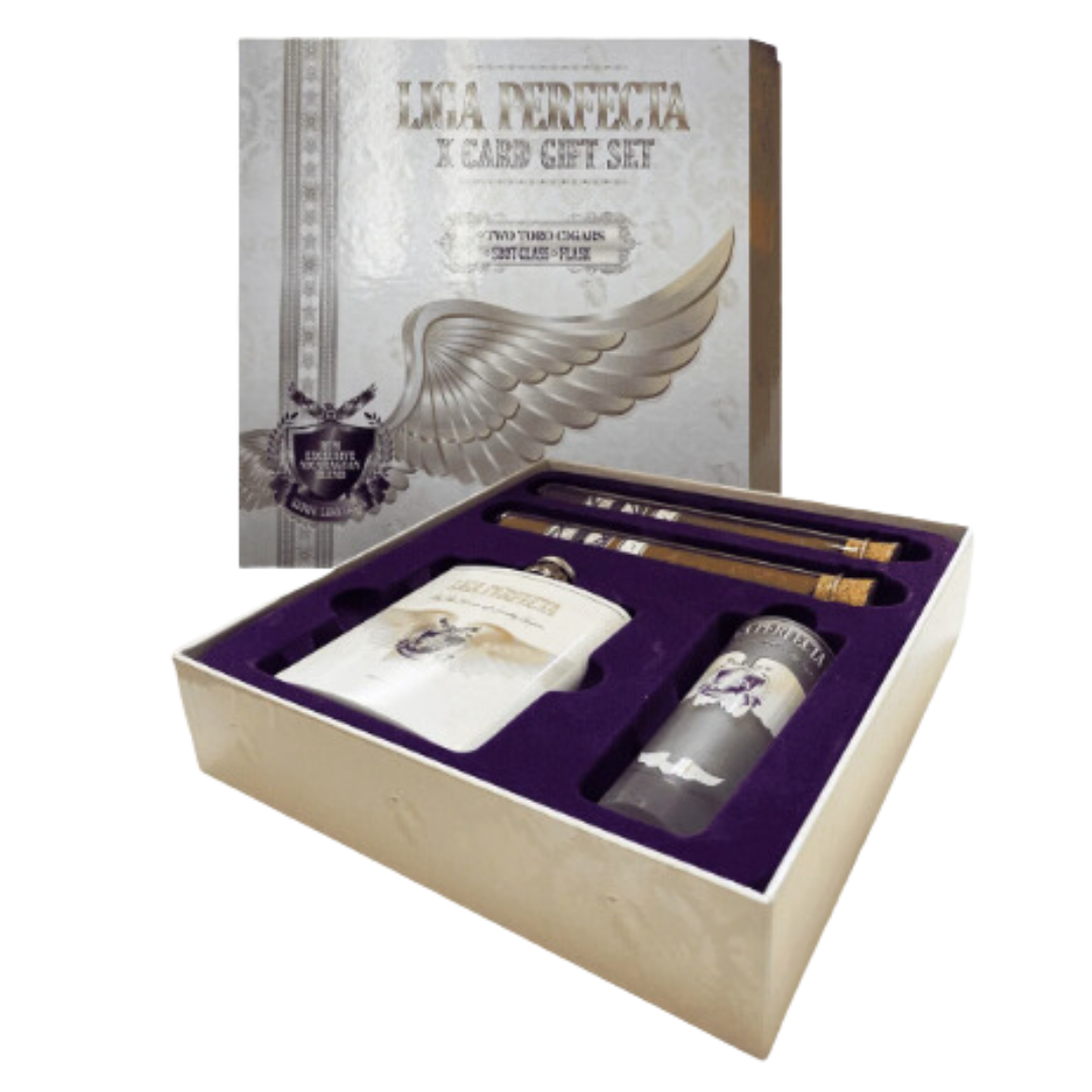 Liga Perfecta Cigar, Flask & Shot Glass Gift Set